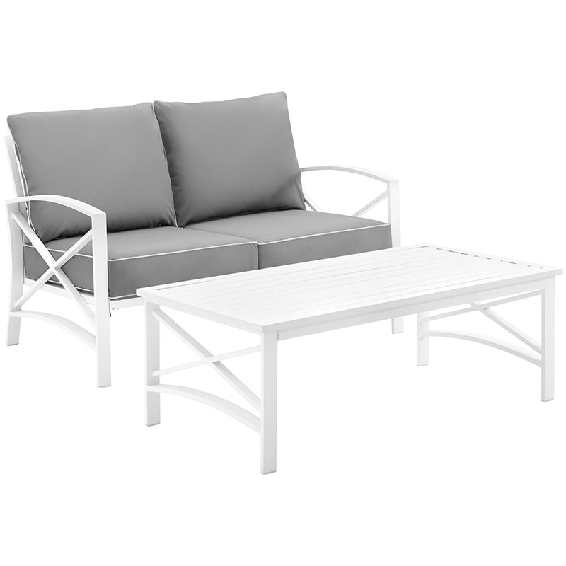 Crosley Kaplan 2 Piece Patio Sofa Set in Gray and White | Walmart Canada