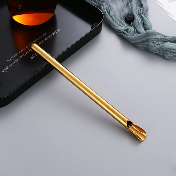Reusable Boba Straws Stainless Steel Smoothie Drinking Spoon Sucker