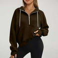 thumbnail image 2 of lulshou Women Half Zip Stand Collar Sweatshirts Cropped Fleece Jackets Womens Quarter Zip Up Pullover Fall Outfits 2024 Winter Clothes (Brown, M), 2 of 7