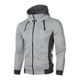 thumbnail image 1 of RKSTN Jackets for Men Fall Fashion Solid Color Design Zipper Pocket Long Sleeved Hooded Casual Jacket Mens Coats, 1 of 3