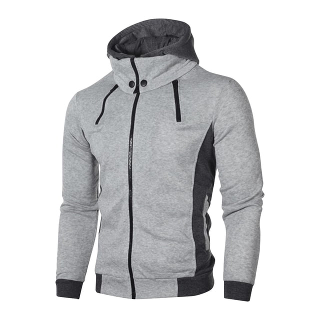 RKSTN Jackets for Men Fall Fashion Solid Color Design Zipper Pocket Long Sleeved Hooded Casual Jacket Mens Coats
