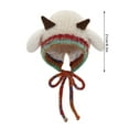 thumbnail image 2 of Cute Thick Plush Knitted Hat Women Winter Warm Ear Protection Beanies Hat Women Comfortable Horn Pullover Hats, 2 of 3