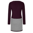 thumbnail image 5 of Women's Fashion Houndstooth Stitching Long Sleeve V-Neck Dress, 5 of 5
