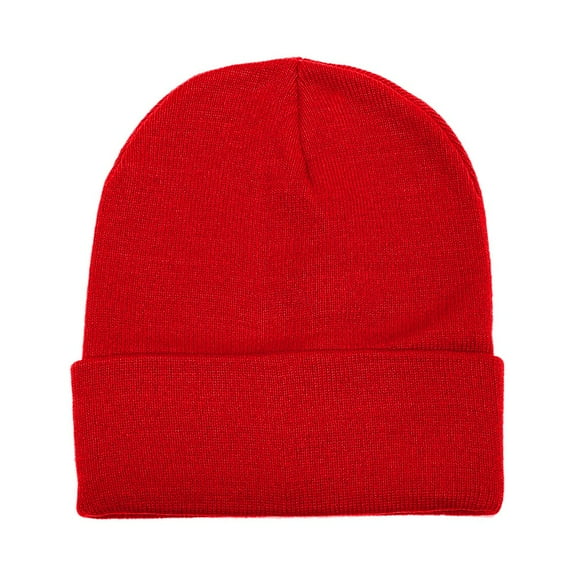 Falari Unisex Beanie Cap Knitted Warm Solid Color Red