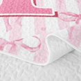 thumbnail image 5 of Meiyoeat Girly Bow Letter T Twin Quilt Set for Girls,Cute Stripe Twin Coverlet Set,Light Pink White, 5 of 7