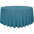 thumbnail image 1 of LAICAIW Nappe Ronde - 120 Pouces - Résistante à l'Eau, Anti-Déversement, Lavable, Nappe en Polyester, Tissu Décoratif, Housse de Table pour Table à Manger, Buffets, Fêtes et Camping, Sarcelle, 1 of 7