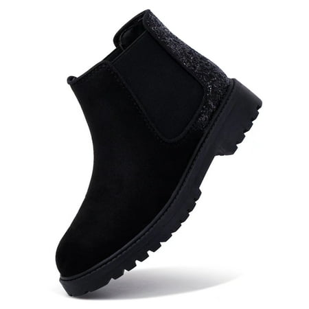 

Harvest Land Girls Ankle Boots Kids Glitter Winter Boots for Teen Girls Fall Boots Elastic Low Heel Girls Booties for Toddler Little Kids/Big Kids Black