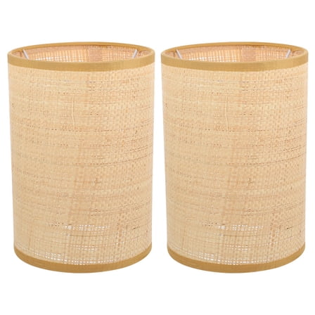 DINHEAROM 2Pcs Light Yellow Rattan Pendant Lamp Shades For Dining Room Rustic Style 8.1X5.5X5.5in