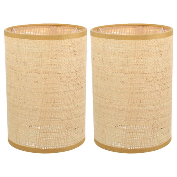 DINHEAROM 2Pcs Light Yellow Rattan Pendant Lamp Shades For Dining Room Rustic Style 8.1X5.5X5.5in