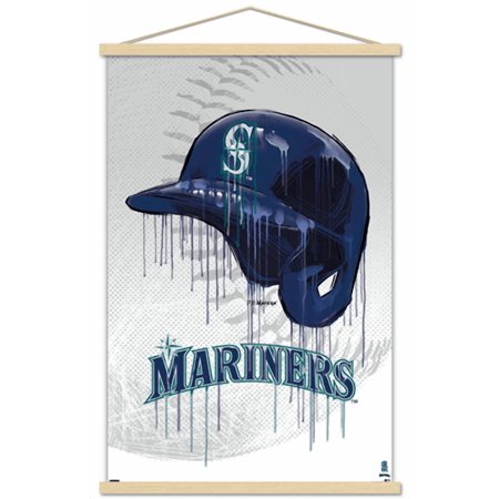 MLB Seattle Mariners – Drip Helmet 22 Wall Poster with Magnetic Frame 22.375 x 34
