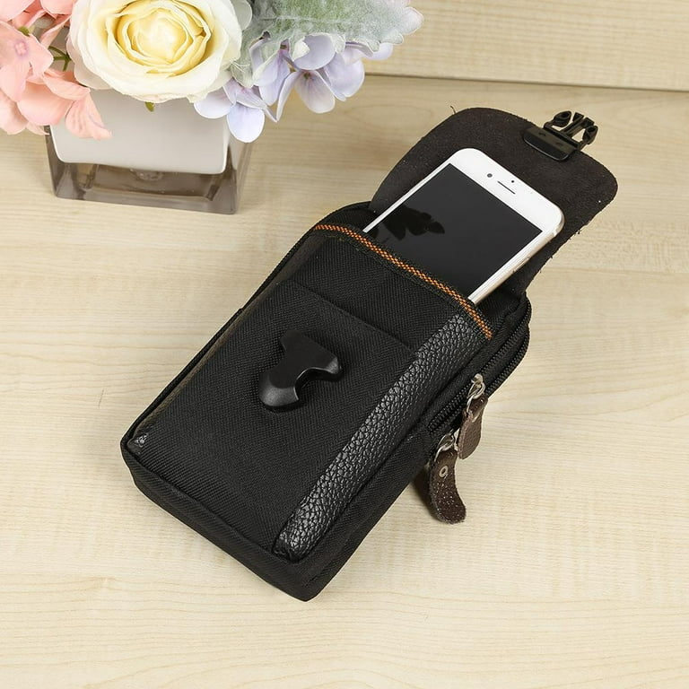 Yucurem Zipper Men Waist Bags Small Card Holder 6 inch Phone Packs Purse (Black) Yucurem Zipper Men Waist Bags Small Card Holder 6 inch Phone Packs Purse (Black)