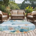 thumbnail image 4 of Round Rugs 6 Ft, Blue Coastal Non Slip Area Rugs for Kitchen Bedroom Entryway, Summer Beach Starfish Shell Coral Nautical Washable Carpet Runner Rug Floor Mats for Bedroom Home Decor, 4 of 8