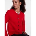 thumbnail image 6 of Scenario Women's Crewneck Cardigan with Patch Pockets, Lightweight, Sizes XS-XXXL, 6 of 7