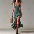thumbnail image 2 of SONXAHE Floral Print Maxi Dress For Women Ruffle Strap Smocked Bust Western Long Dress, 2 of 4