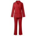 thumbnail image 3 of Womens Long Sleeve Solid Suit Set - Elegant Blazer & Pants with Pockets - Polyester Formal Outfit, S-XXL, Autumn/Winter, 3 of 4