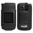 thumbnail image 2 of Case for Orbic Journey, Nakedcellphone [Black Vegan Leather] Form-Fit Cover with [Built-In Screen Protection] and [Metal Belt Clip] for Verizon Wireless Orbic Journey V / L Flip Phone ORB2200LBVZ, 2 of 7