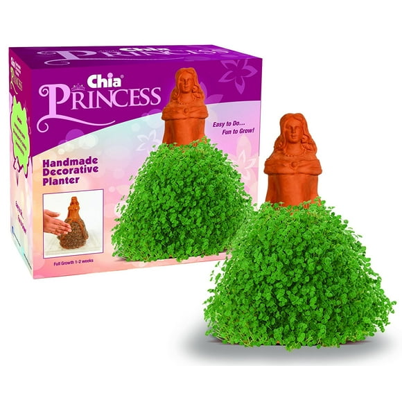 Chia Pet Princess with Seed Pack, Decorative Pottery Planter, Easy to Do and Fun to Grow, Novelty Gift, Perfect for Any Occasion