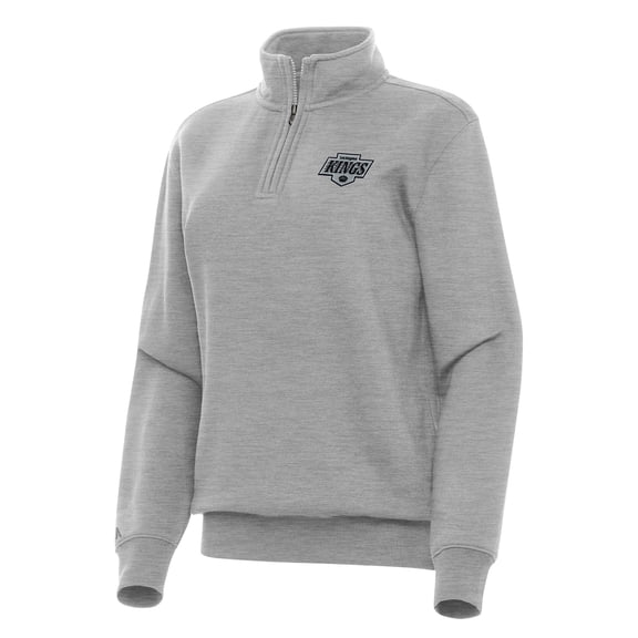 Women's Antigua Heather Gray Los Angeles Kings Victory Quarter-Zip Sweatshirt