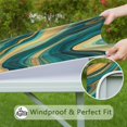 thumbnail image 6 of Teal Gold Wave Marble Pattern Square Fitted Tablecloth with Elastic Edge,Square Table Cover,Washable Elastic Table Cover for Home Kitchen Party Decor 36"x36", 6 of 6