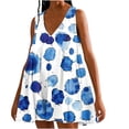 thumbnail image 2 of Viikei Womens Dresses,Summer Dresses for Women 2025,Women Casual Loose Summer Print Pleated Sleeveeless V-Neck Dress with Pocket Light Blue M, 2 of 7