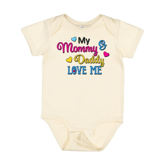 Inktastic My Mommy and Daddy Love Me with Hearts Boys or Girls Baby Bodysuit
