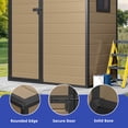 thumbnail image 2 of ModFusion 5×3 ft Resin Storage Shed with Window, Floor, Sloped Roof, Ventilation, Small Plastic Corner Utility Building, 55.3×31.8 in, Garden, Brown, 2 of 10