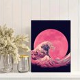 thumbnail image 2 of Pink Wave Moon Ukiyoe Canvas Wall Art，Minimalist Decor for Living Room Bedroom Dining Room Office Spa Hotel, 2 of 8