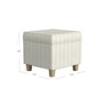 thumbnail image 5 of Benjara Pyp Square Storage Ottoman- 18" Ivory Pinstripe Fabric- Brown Legs, 5 of 5