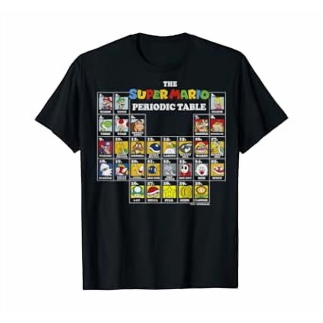Onimn T-Shirt Graphique Tableau Périodique Personnage de Jeu Vidéo