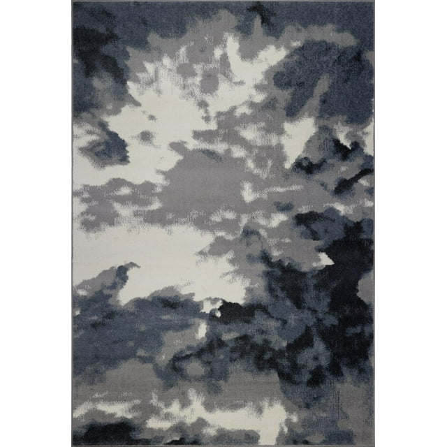 Ladole Rugs Toronto Sky Gray Micro Polyester Area Rug Carpet in Gray-Ivory (2'7" x 4'11", 80cm x 150cm)