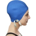 thumbnail image 2 of Beemo Swim Cap Women Chin Strap Bubble Crepe Latex Long Short Hair Swimming Caps - Navy, 2 of 5