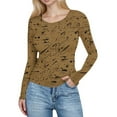 thumbnail image 2 of Ailaofu Womens Long Sleeve Stretch Crewneck Ribbed T-Shirt Slim Fit Casual Basic Tops, 2 of 6