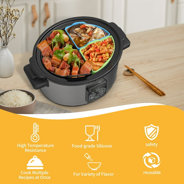 Silicone Slow Cooker Liners Fit for Crockpot 6 Quart, 3 In 1 Reusable Crock  Pot Liners Divider Insert Portable Handle/BPA Free/Leakproof/Used to