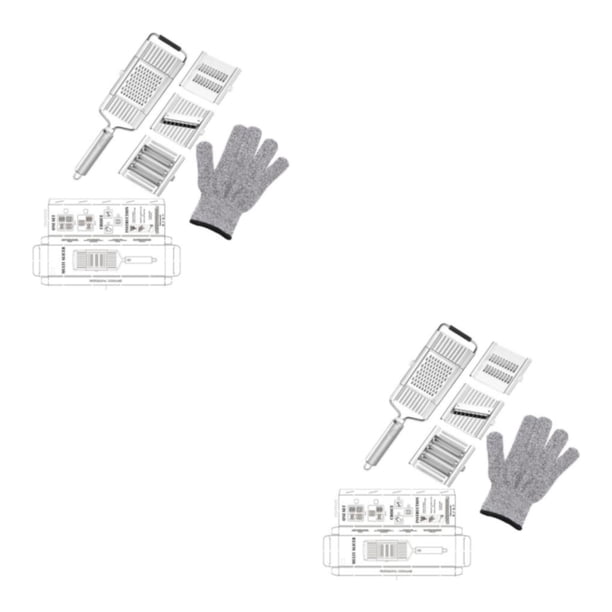 Yuarrent Rallador de verduras de acero inoxidable para cocina en rodajas y varios estilos de verduras se pueden cortar libremente juego de 4 Conjunto 4 piezas+guantes 2Conjunto