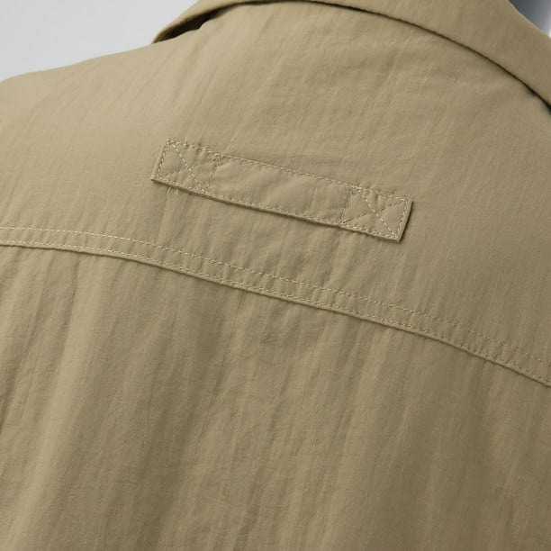 Mens Vest Adult Male Cropped T Shirts for Men Mens Casual Sports Vest Multi  Pocket Fishing Vest Solid Color Zipper Cardigan Fishing Clothes(Khaki,4XL)  