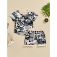 thumbnail image 2 of Suealasg Toddler Boys Summer Outfits Clothes 6M 1T 2T 3T Short Sleeve Camouflage Print T-Shirt Tops Elastic Shorts 2Pcs Causal Beach Clothing for Baby Boy, 2 of 7