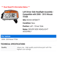 thumbnail image 2 of Left Driver Side Headlight Assembly - Compatible with 2008 - 2015 Nissan TITAN 2009 2010 2011 2012 2013 2014, 2 of 2