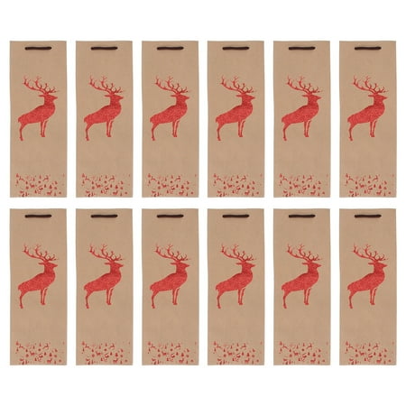 

12Pcs Adorable Christmas Pattern Red Wine Bottle Handbag Paper Carry Bag