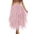 thumbnail image 2 of Elegant High Widelity Knit Sheer Overlay Skirt For With Inner And Flirty Asymmetrical Hem, 2 of 5