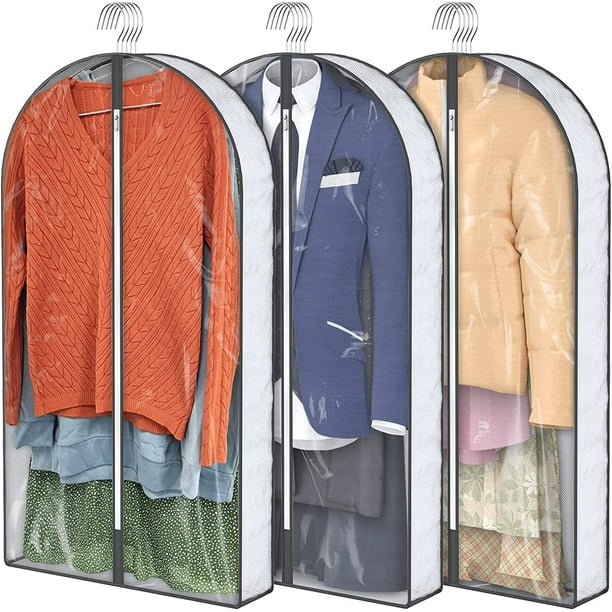 Garment Bags for Hanging Clothes 4" Gusset for Closet Storage and Travel Clear Hanging Bags for