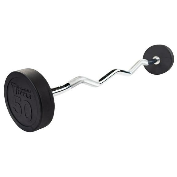 Body Solid Tools - SBZ50 Rubber Coated Fixed Curl Barbell, 50lb