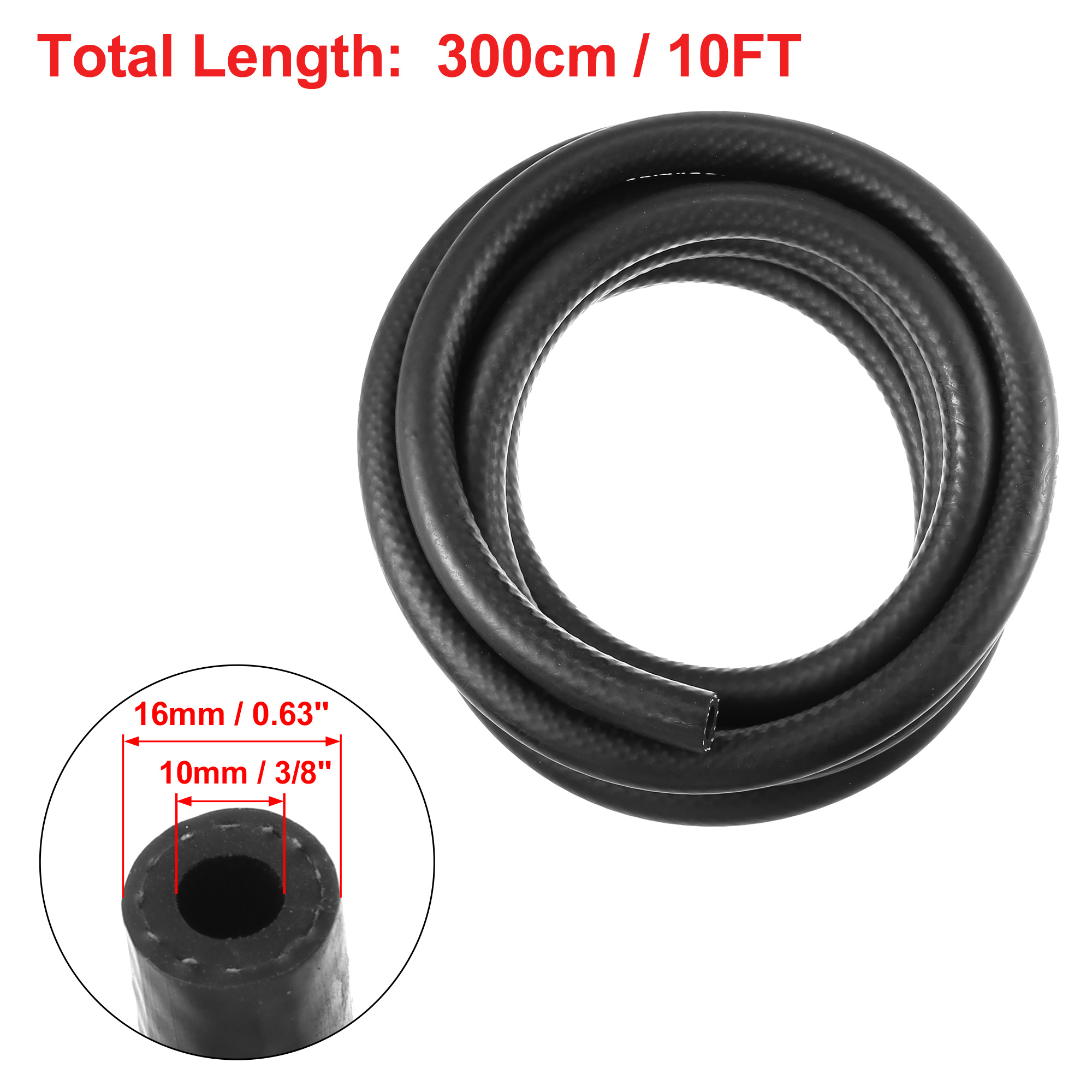 TT Racing 10ft Black 10AN Push-On Lock Fuel Hose – 5/8" ID 16mm – For Oils & Lubricants