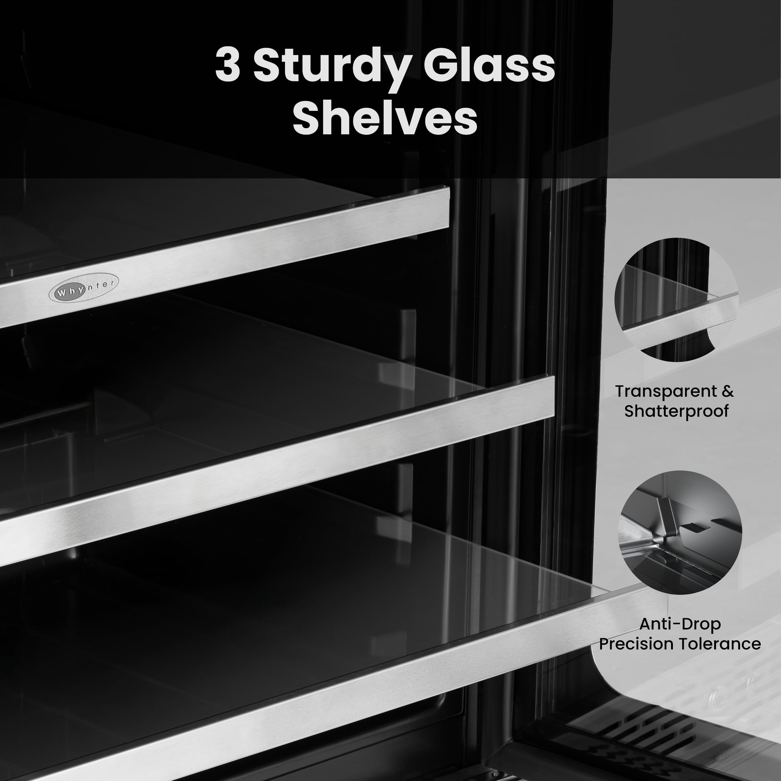Whynter Beverage Refrigerator: 24 inch 140 Cans 34-54 °F Drink Fridge Glass Door, Built in or Freestanding for Bedroom/Office