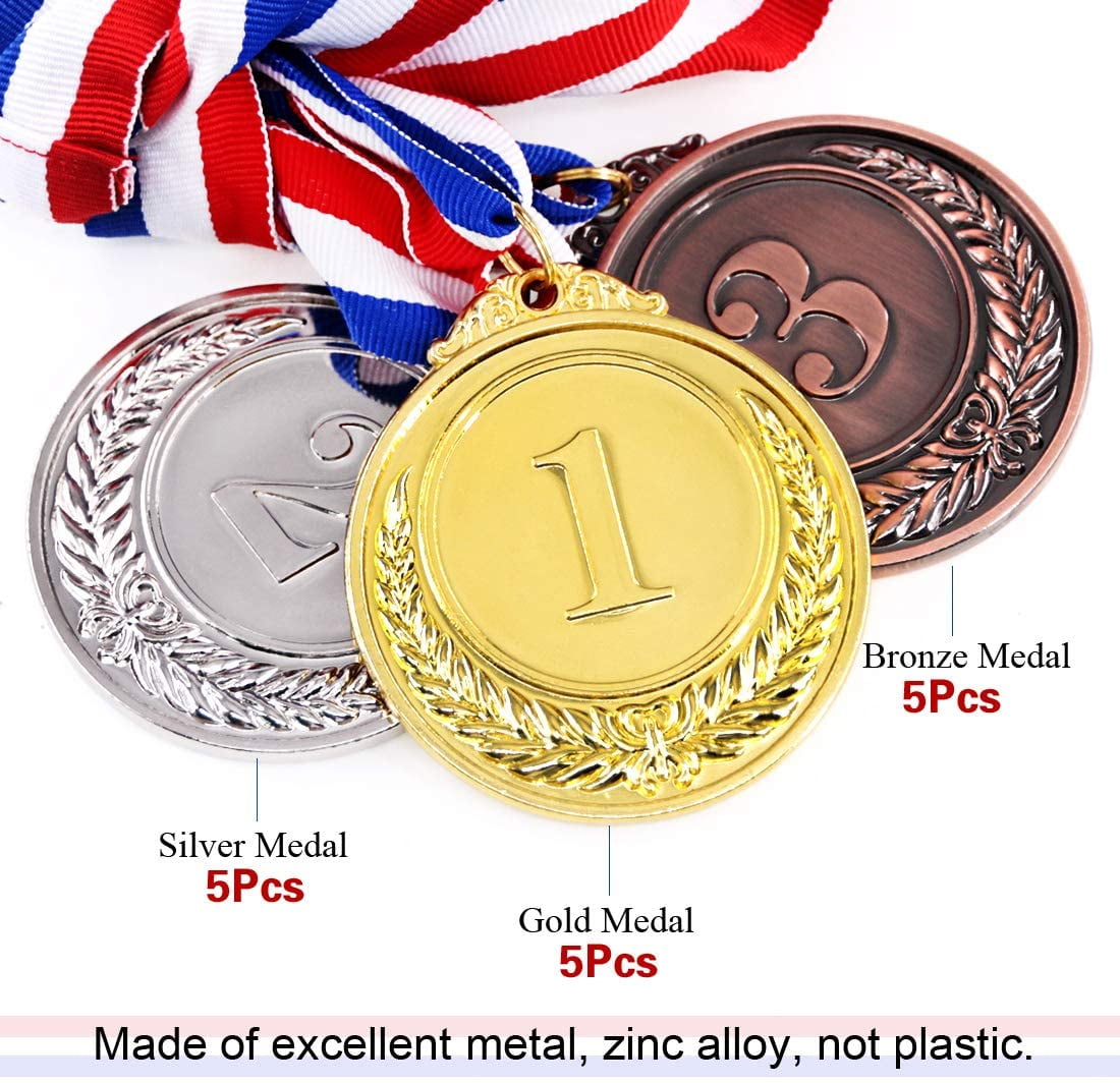 First Second Third Winner Keadic 12 Pieces Gold Silver Bronze Award Medals Olympic Style Metal Winner Medals with Neck Ribbon Bulk Great for Party Favor Decorations and Awards Ceremonies