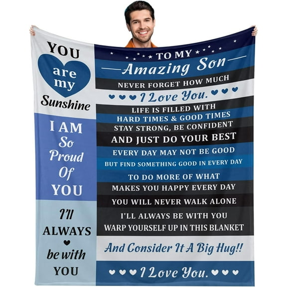 Christmas Birthday Blanket Gifts for Son from Mom - To My Son Blanket Gifts 50x60, 16 18 21 Birthday Gift, Sons Blanket Graduation Wedding Gifts, Son Blanket from Mom, Gifts for Teen Boys Adult Son