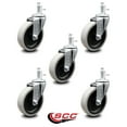 thumbnail image 2 of 4 Inch Thermoplastic Rubber Wheel 5/16 Inch Threaded Stem Caster Set of 5 SCC, 2 of 2
