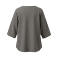 thumbnail image 4 of Turilly Women's Casual Cotton Linen 3/4 Sleeve Button Up T-Shirts Solid Color Loose Fit Open Front Top with Pockets, 4 of 6