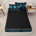 thumbnail image 4 of Erosebridal Boho Cactus Pattern Zipper Twin Comforter Sets with Fitted Sheet and 2 Pillowcases,Aztec Star Print Zipper Bedding Set,Cyan Black,Black Reversible, 4 of 6