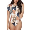 thumbnail image 2 of Picia Watercolor Plants Womens One Piece Swimsuits Modest Tummy Control Bathing Suits Lace Up Slimming Swim Suit-, 2 of 9