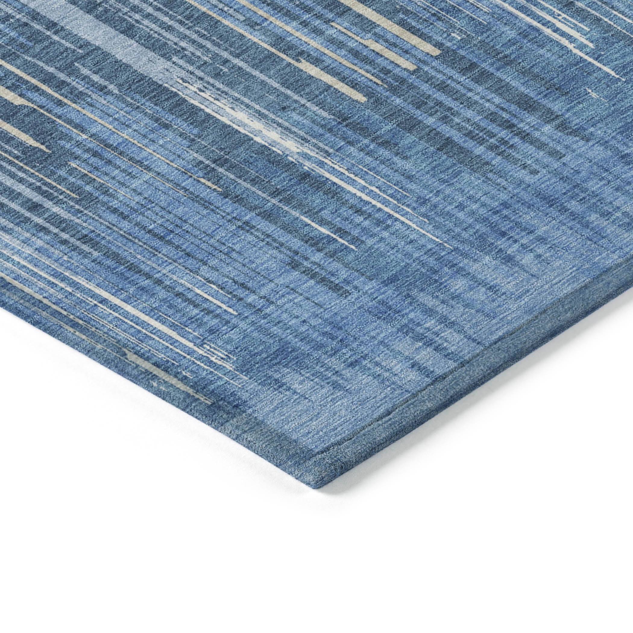 Addison Rugs Chantille Indoor/Outdoor Transitional Stripes Blue Washable Runner Rug, 2'3" x 7'6"